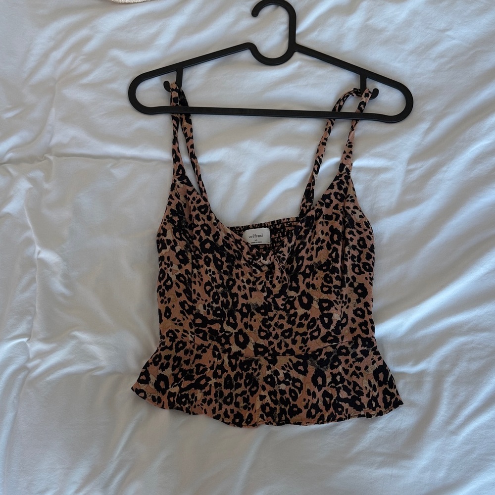 Wilfred Leopard Print Peplum Cami - Brown and Black